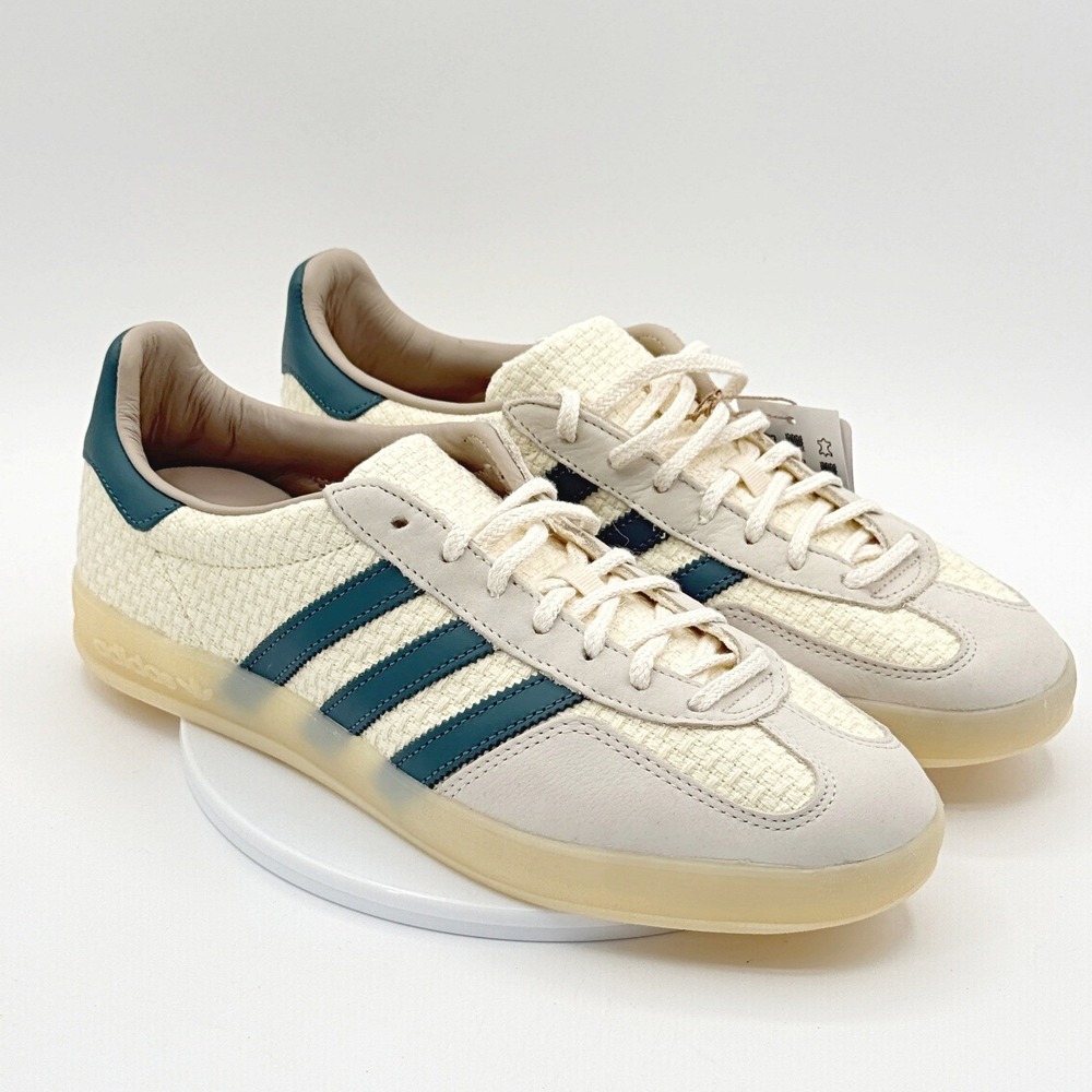 Adidas Gazelle Indoor / Size 13 Men / Woven Cream White Teal JR3837 - NEW - Picture 3 of 11
